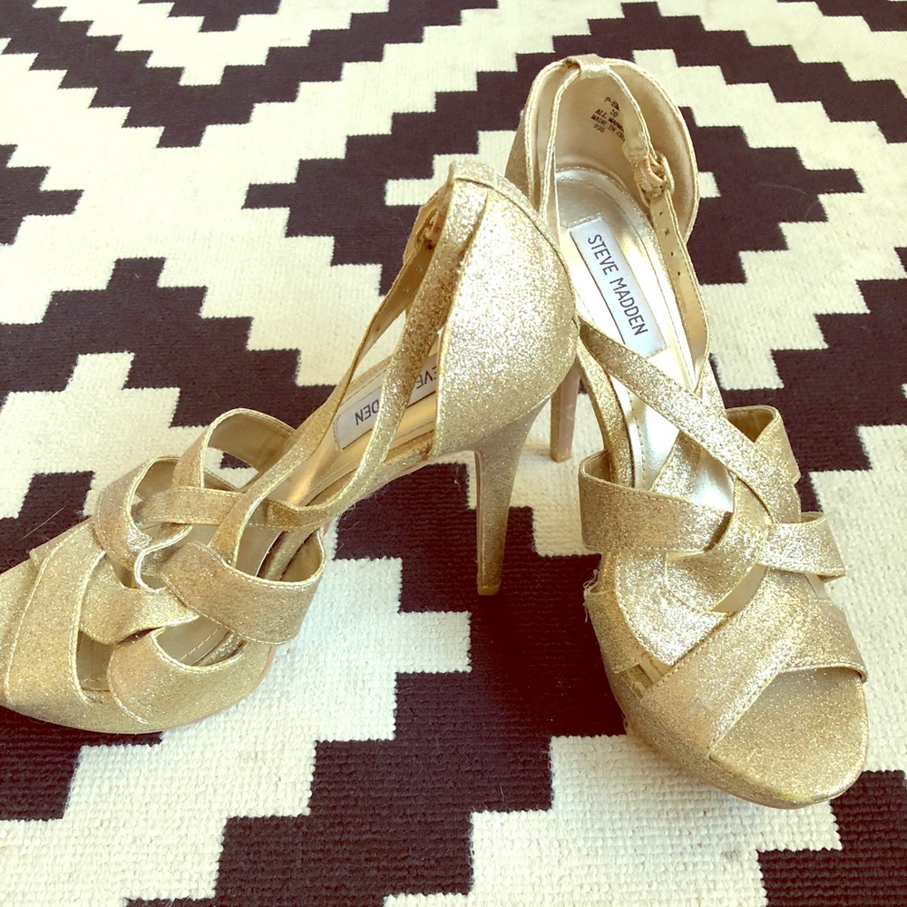 Size 10 Steve Madden Gold Glitter Heels